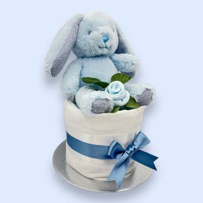 Blue Bunny Hugs Mini Nappy Cake - Right Side View