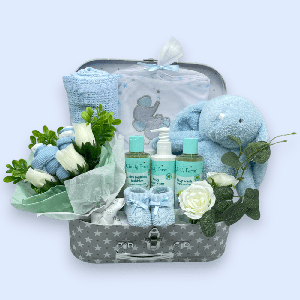 Fragrance-Free Baby Wash, Organic Tangerine Baby Bedtime Bubbles and Mildly fragranced baby moisturiser from the Childs Farm Baby Gift Set for keeping baby’s skin smooth