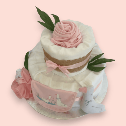 Exquisite 2 Tier Pink “Duck” Nappy Cake – Perfect Newborn Gift