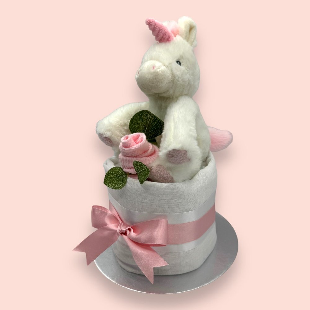 Enchanted Unicorn Dreams Mini Nappy Cake - Side Left View