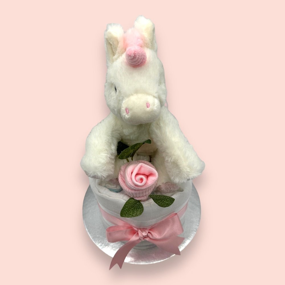 Enchanted Unicorn Dreams Mini Nappy Cake - Top View