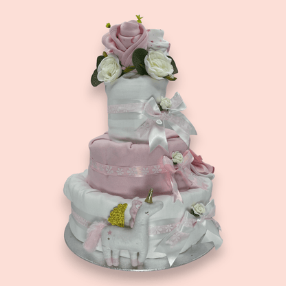 Unicorn Stuffed Toy on Unicorn Elegance Nappy Cake