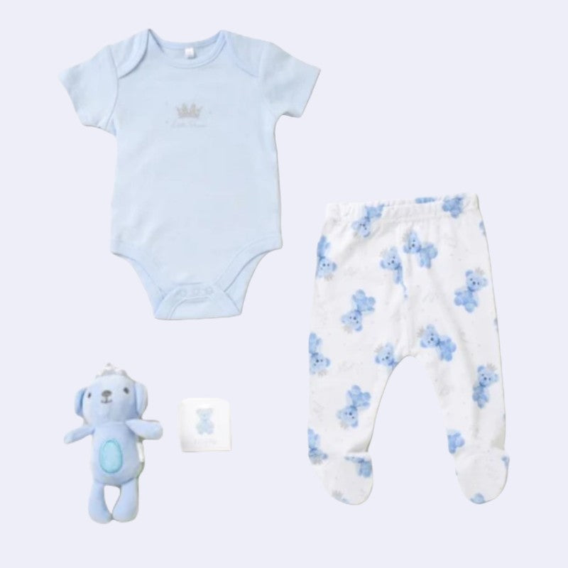 Little Prince Bodysuit and Trousers. A small soft toy and gift card