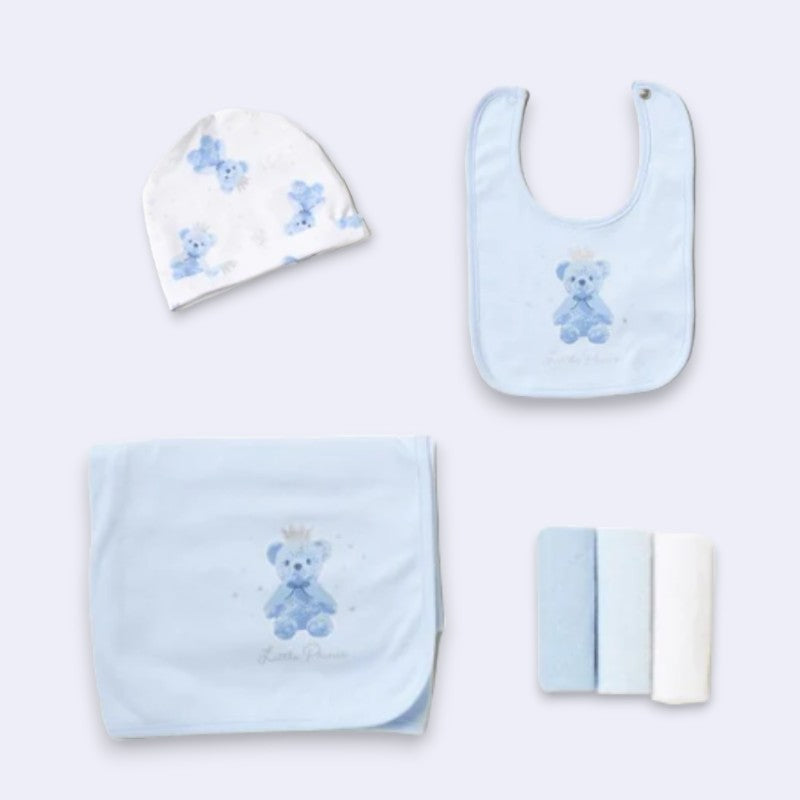 Baby Hat, bib, 3x Washcloths and a matching baby blanket