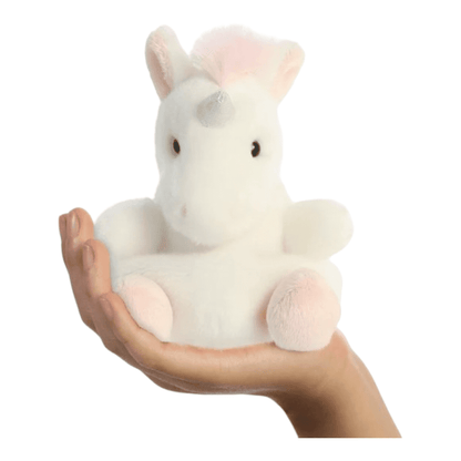 Palm Pals Sassy Unicorn Soft Toy in palm of hand