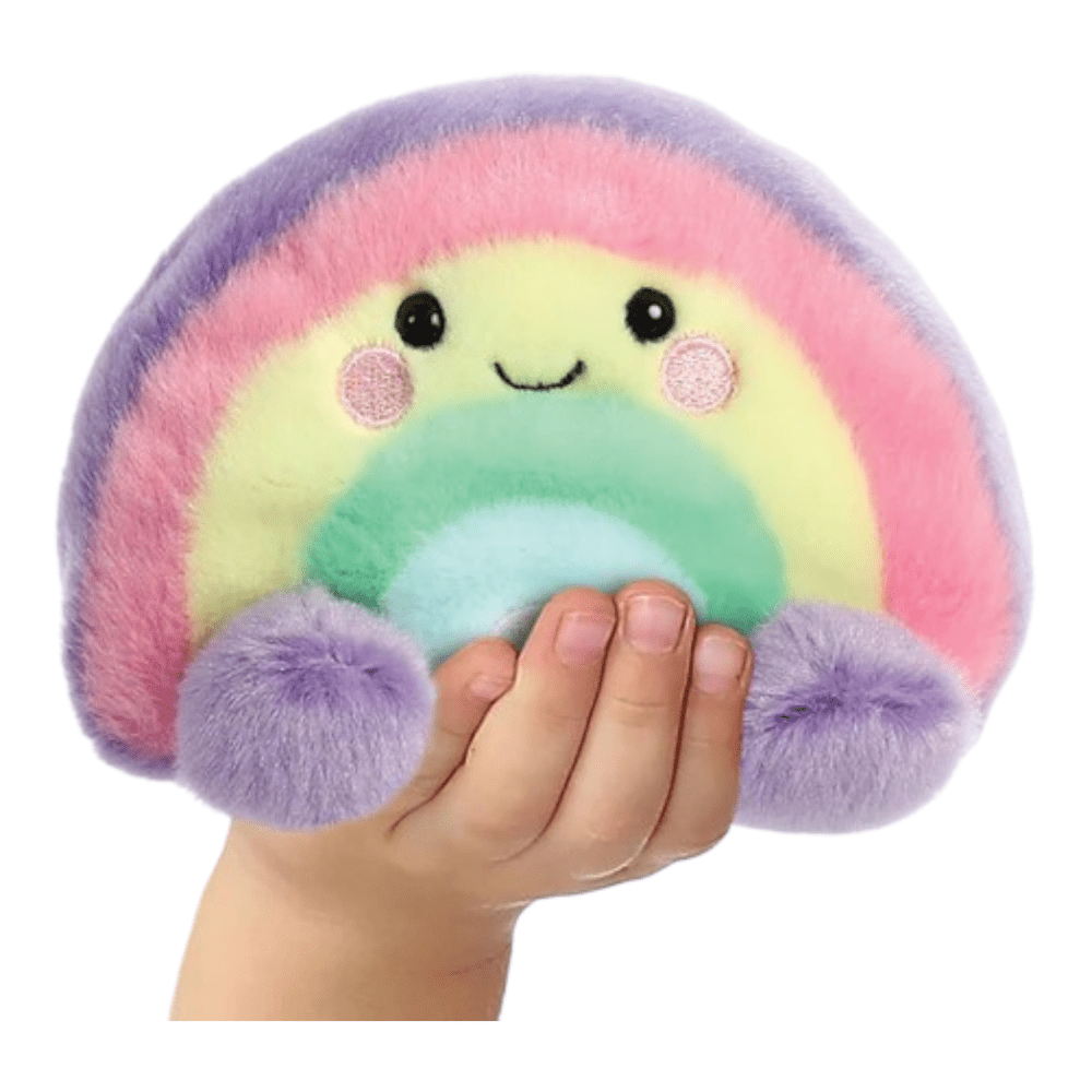 Palm Pals Vivi Rainbow Soft Toy in palm of hand