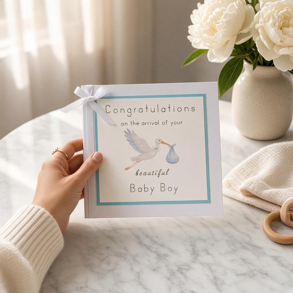 Stork Greetings Card – Baby Boy