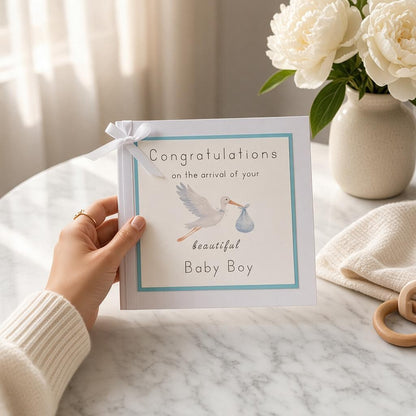 Stork Greetings Card – Baby Boy