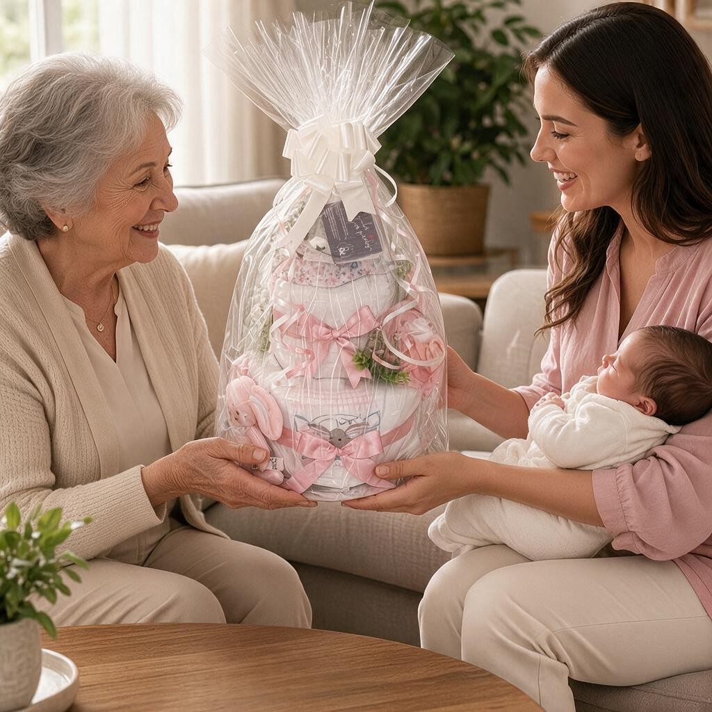 2 Tier Pink Nappy Cake – Pretty in Pink Baby Gift