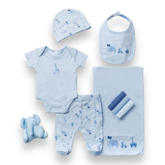Elephant and Giraffe Delight: 10-Piece Layette Gift Set