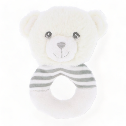 White Bear Keeleco Baby Ring Rattle | 100% Recycled Eco-Friendly Baby Rattle Toys