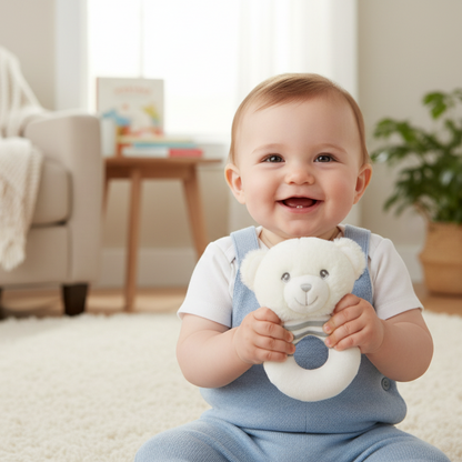 Keeleco Baby White Bear Ring Rattle by Keel Toys