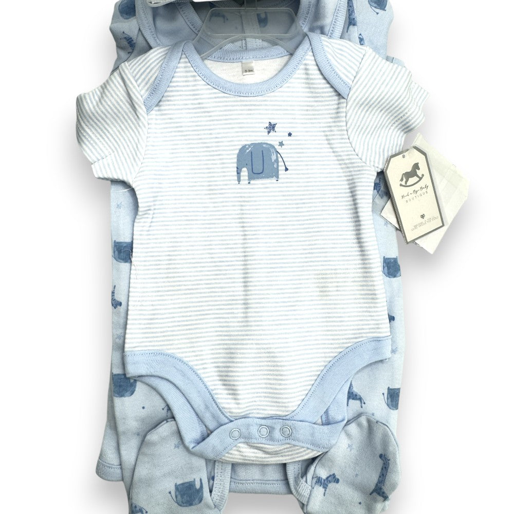 Safari Adventure: 10-Piece Baby Blue Layette Gift Set