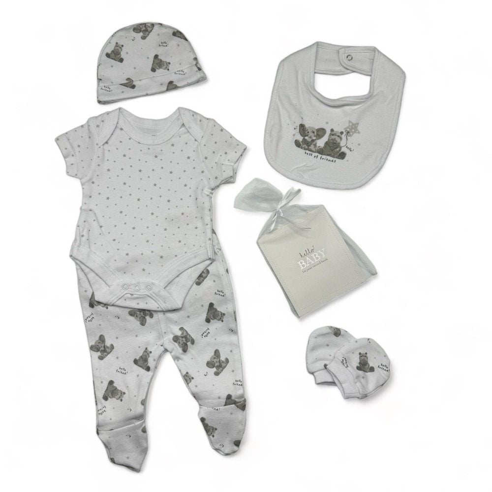 Best of Friends layette gift set from Rock a Bye Baby Boutique, Complete baby gift set with hat, mittens, and record book