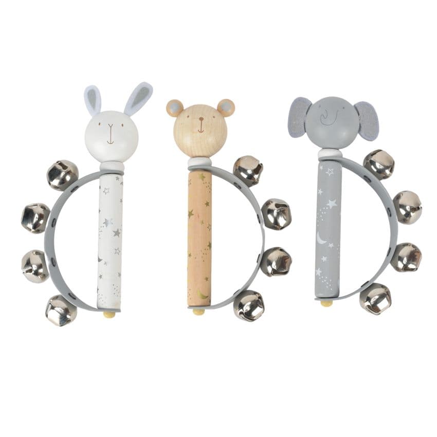 Wooden handbells with a natural finish from BAMBINO BY JULIANA®