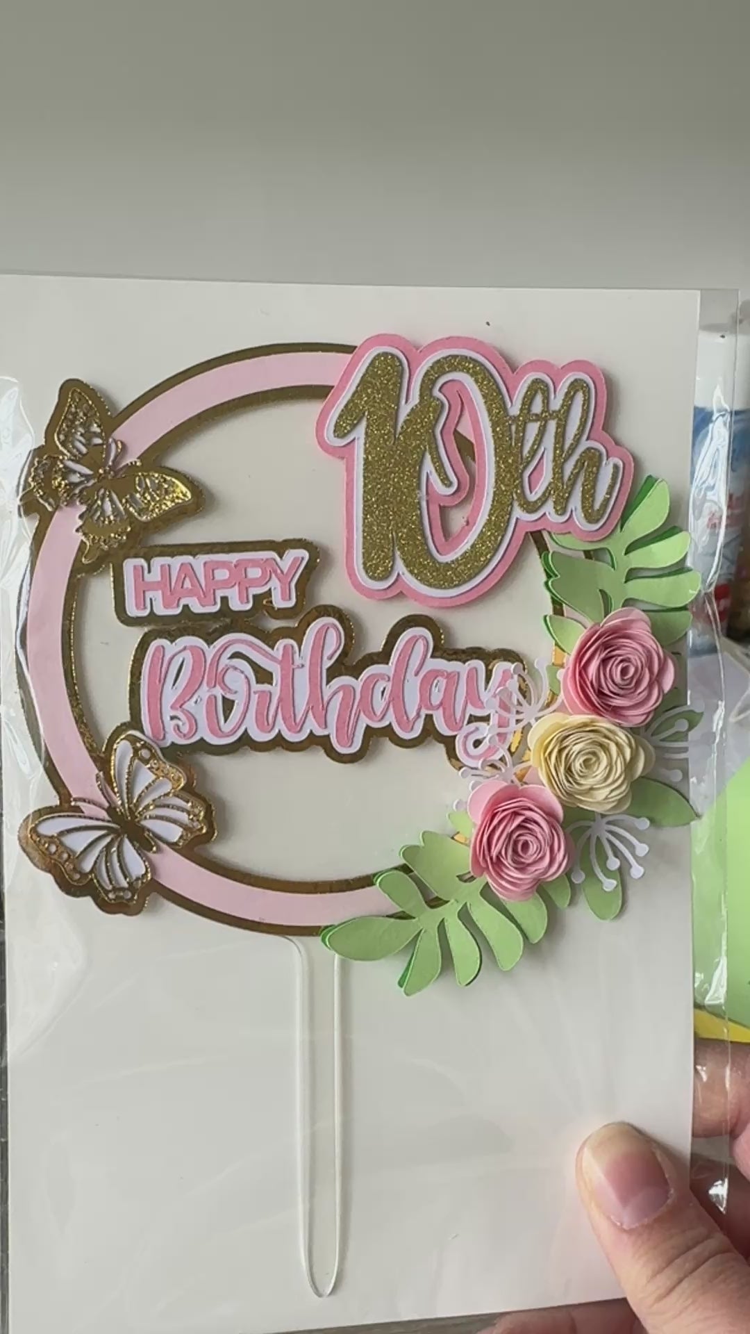 Instagram worthy 10th birthday cake topper in blush pink gold and cream tones