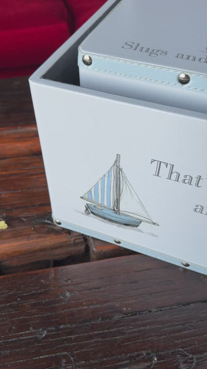 Petit Cheri ‘Little Boys’ Luggage Boxes – Set of Two Faux Leather Vintage Storage Boxes