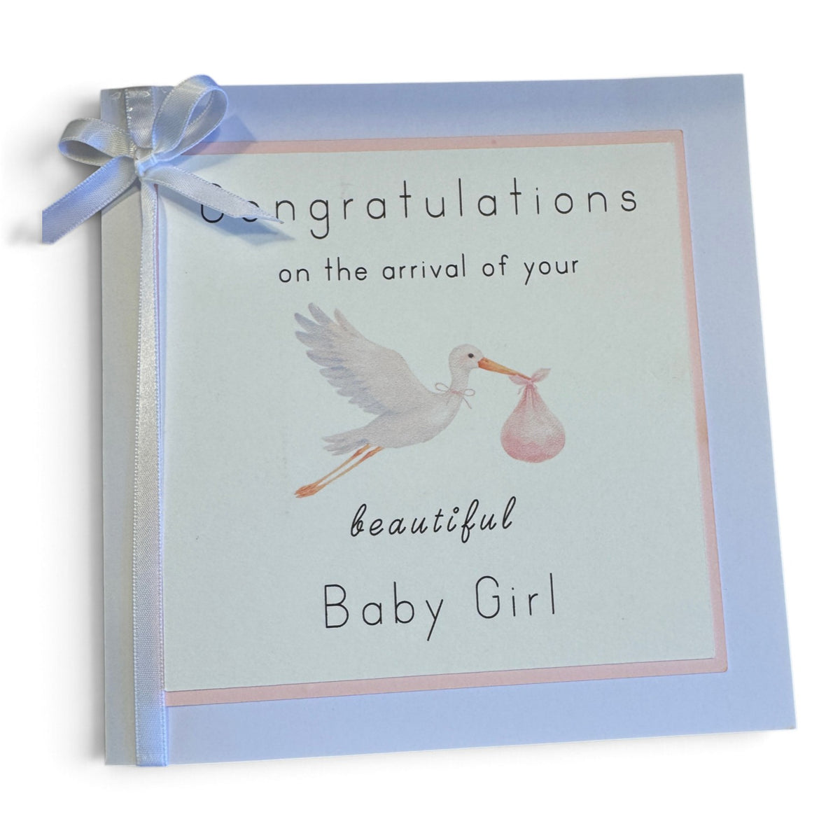 Stork Greetings Card – Baby Girl