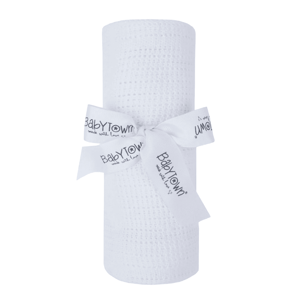 White cellular cotton baby blanket for newborn baby