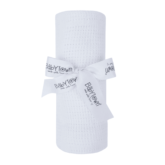 White cellular cotton baby blanket for newborn baby